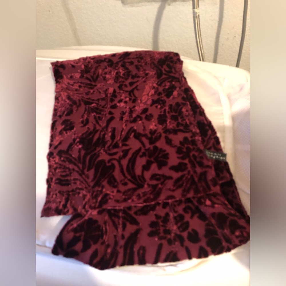 Burnt Velvet Scarf in Burgundy - 17A $40 or $35 w/offer